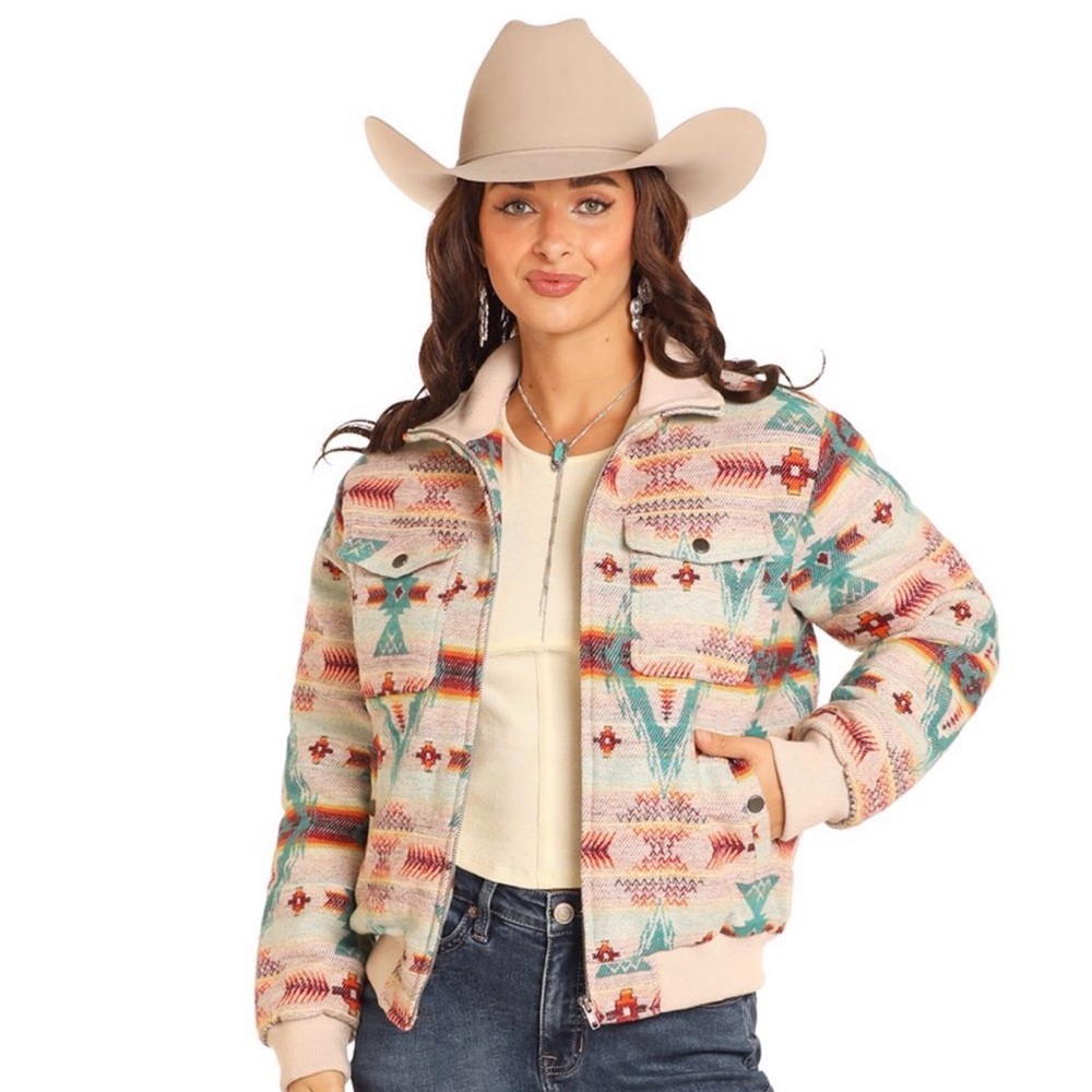 Aztec Patterned Bomber Jacket